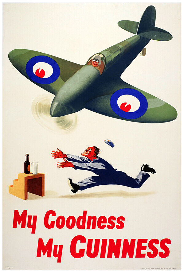 My Goodness My Guinness - Plane - Vintage Advertising Poster - Beer and Wine