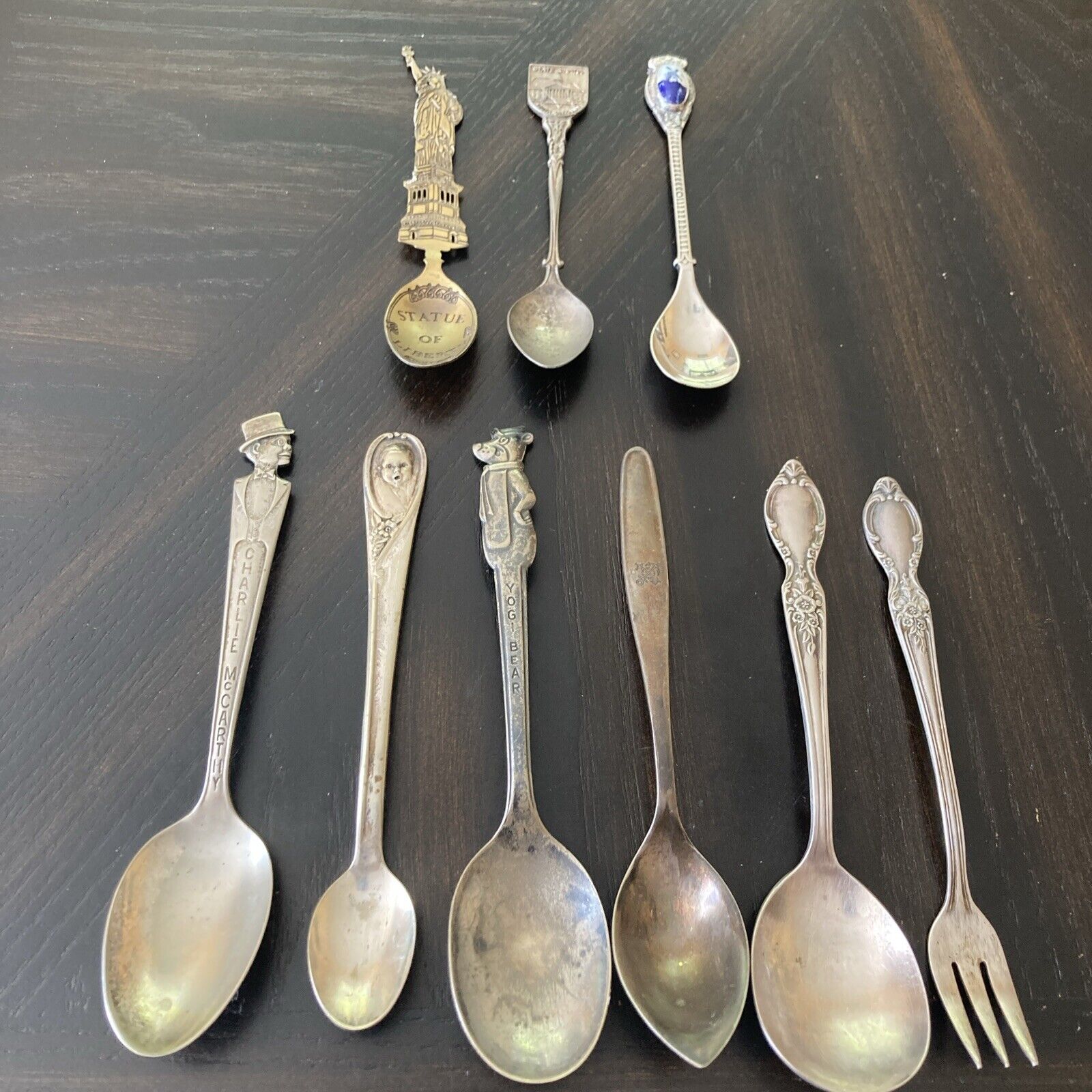 Vintage Collectible Spoon Lot Of 9 Old Spoons