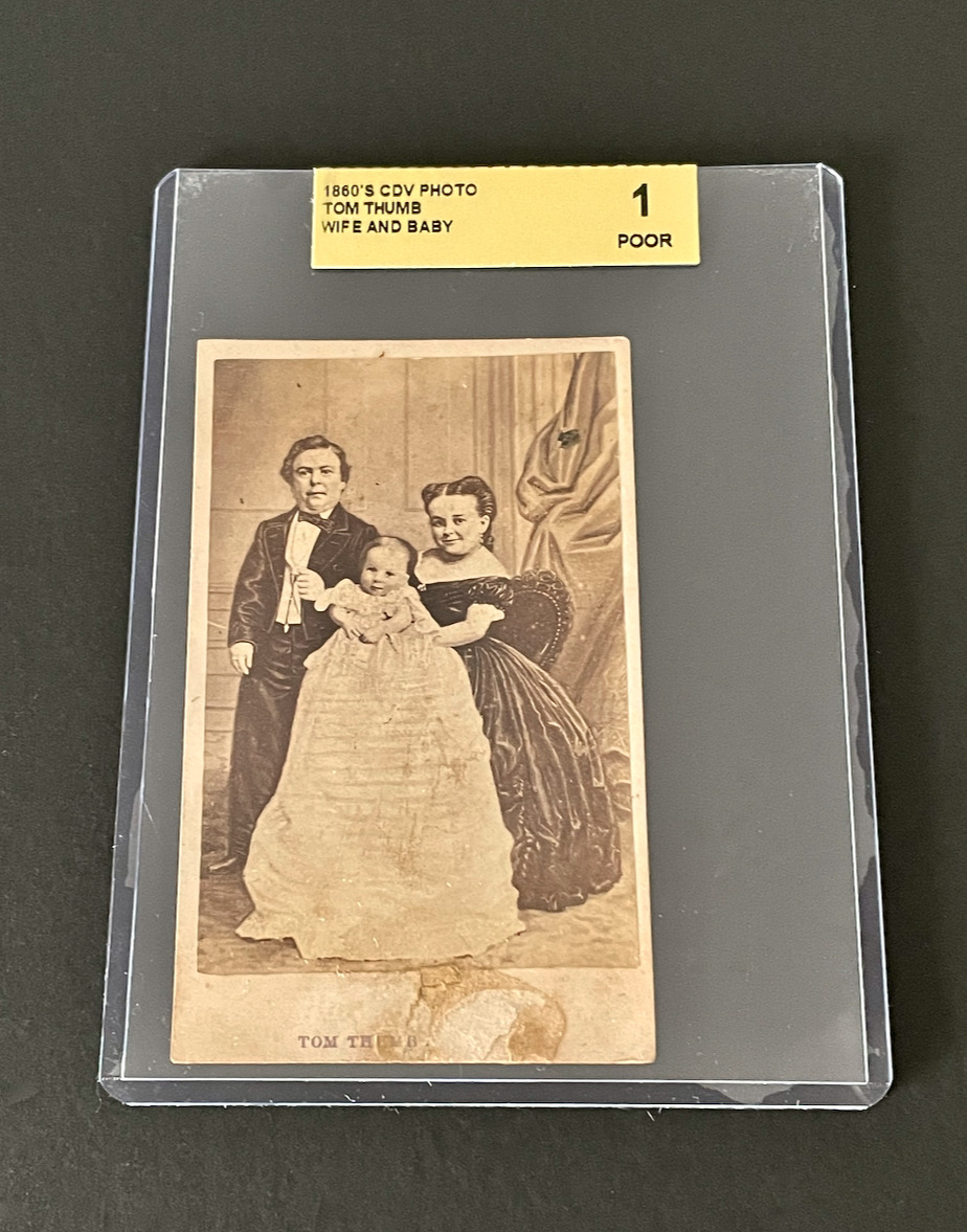 1860's TOM THUMB Wife & Baby CDV Original Photo P.T Barnum Circus ACA 1 Poor
