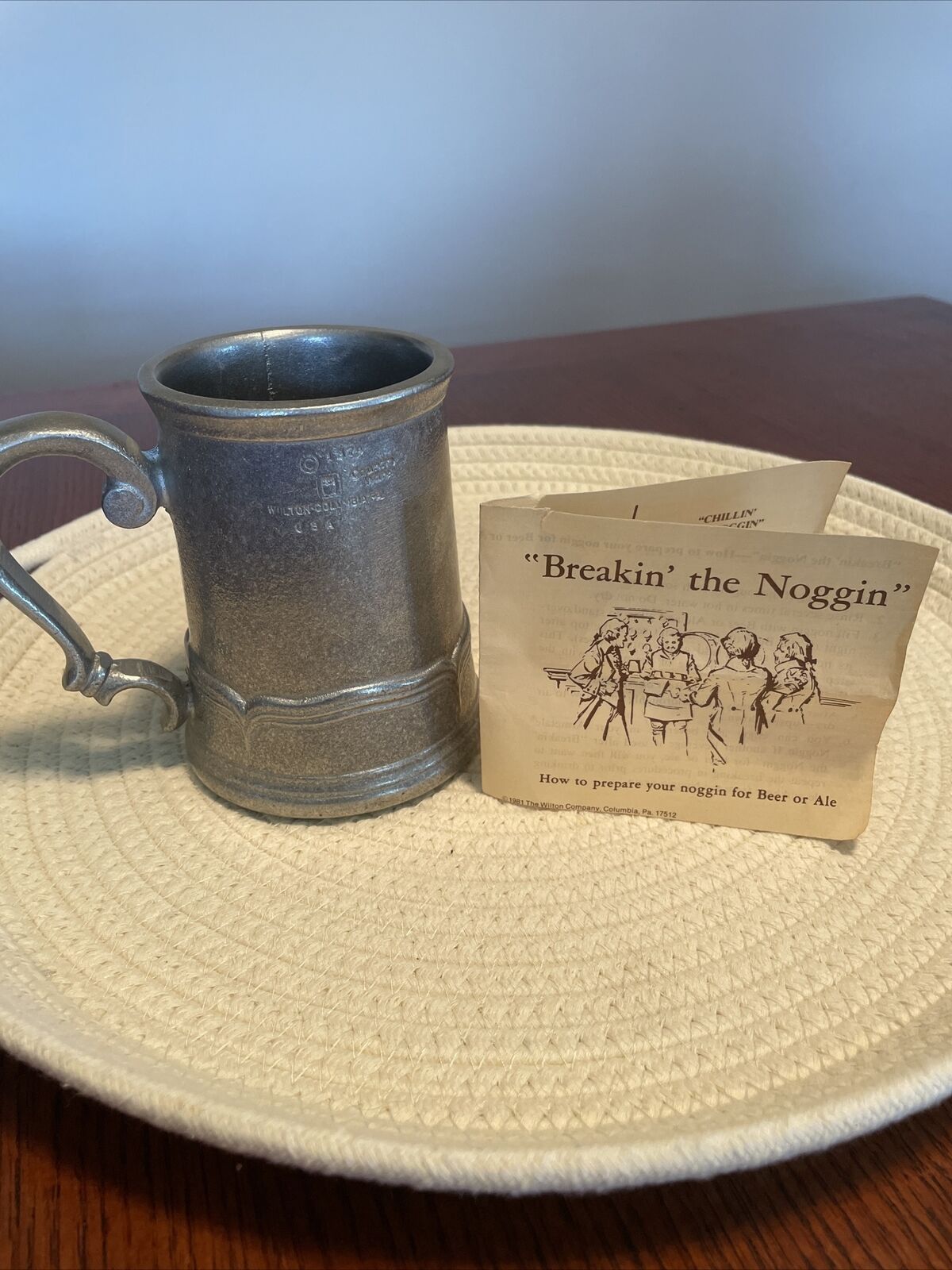 Antique One Wilton Columbia Country Ware Pewter Tankard Mug 1974 With Insert