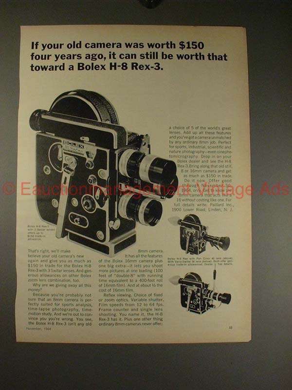 1964 Bolex H-8 Rex-3 Movie Camera Ad - Worth Toward