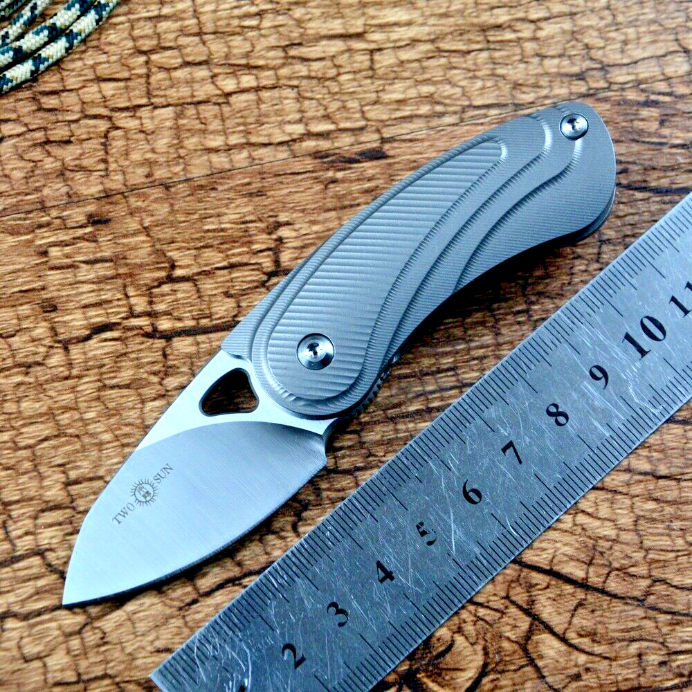 Mini Drop Point Folding Knife Pocket Hunting Survival M390 Steel Titanium Alloy