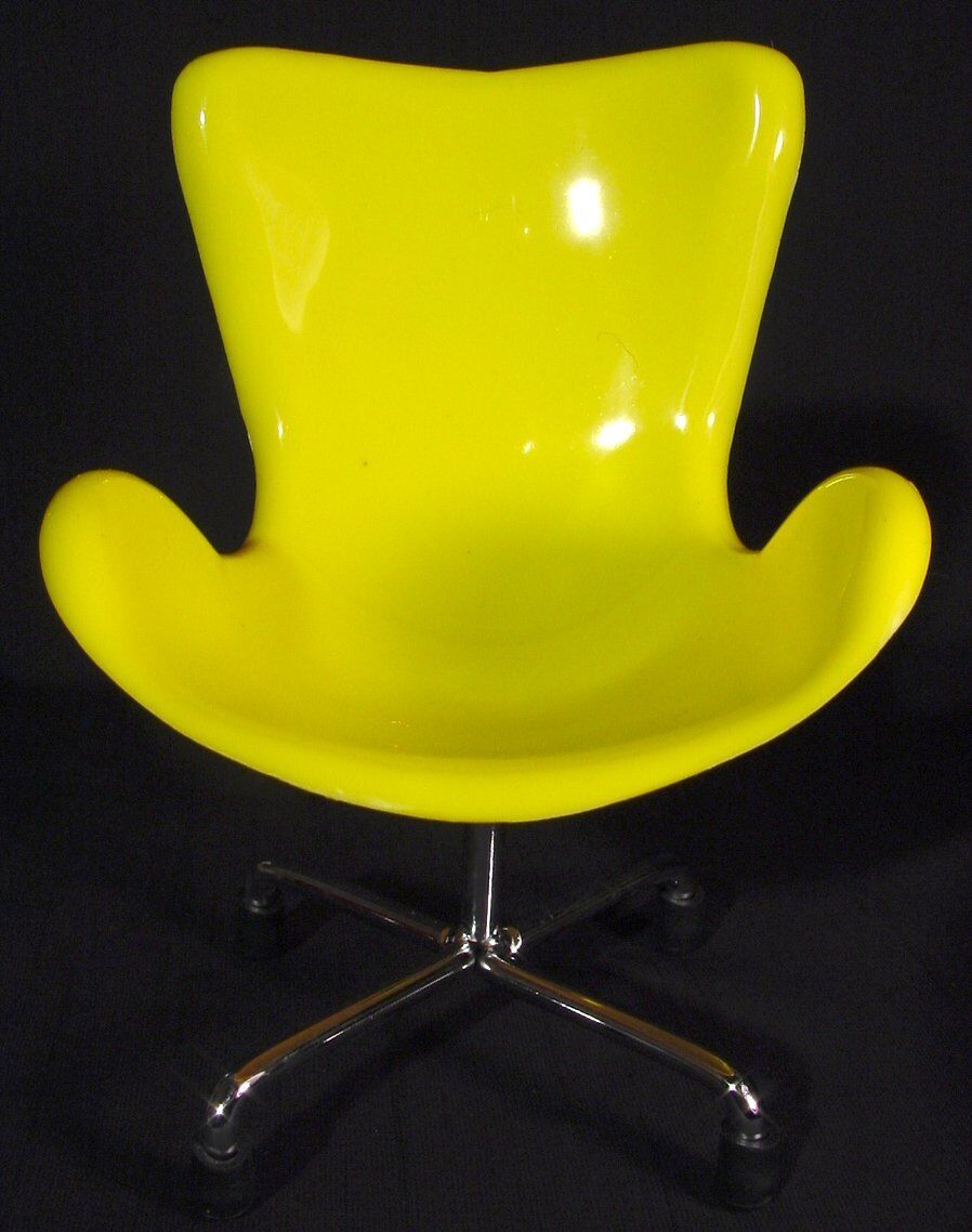 Miniature Sampler Egg Swan Chair Retro Mid Century Decor Yellow