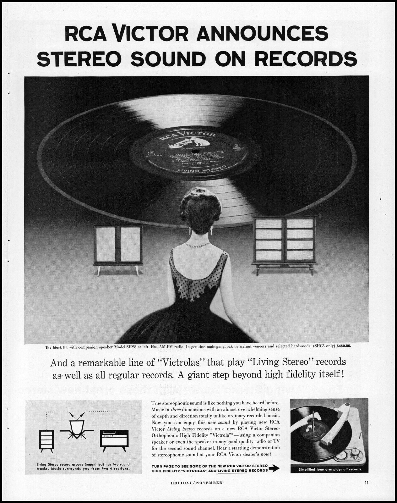 1958 RCA Victor announces stereo sound on records debut retro photo print ad L13