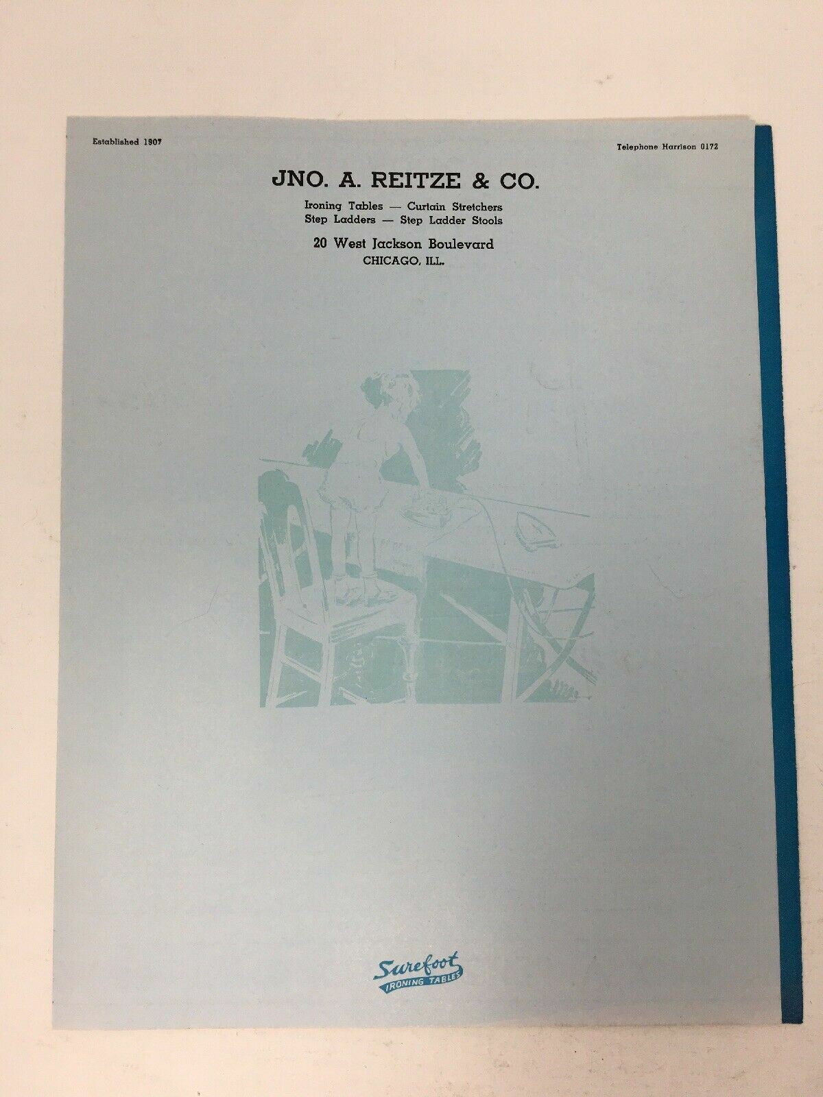 Vintage JNO. A. Reitze & Co. Ironing Board  Advertising Brochure Fold Out