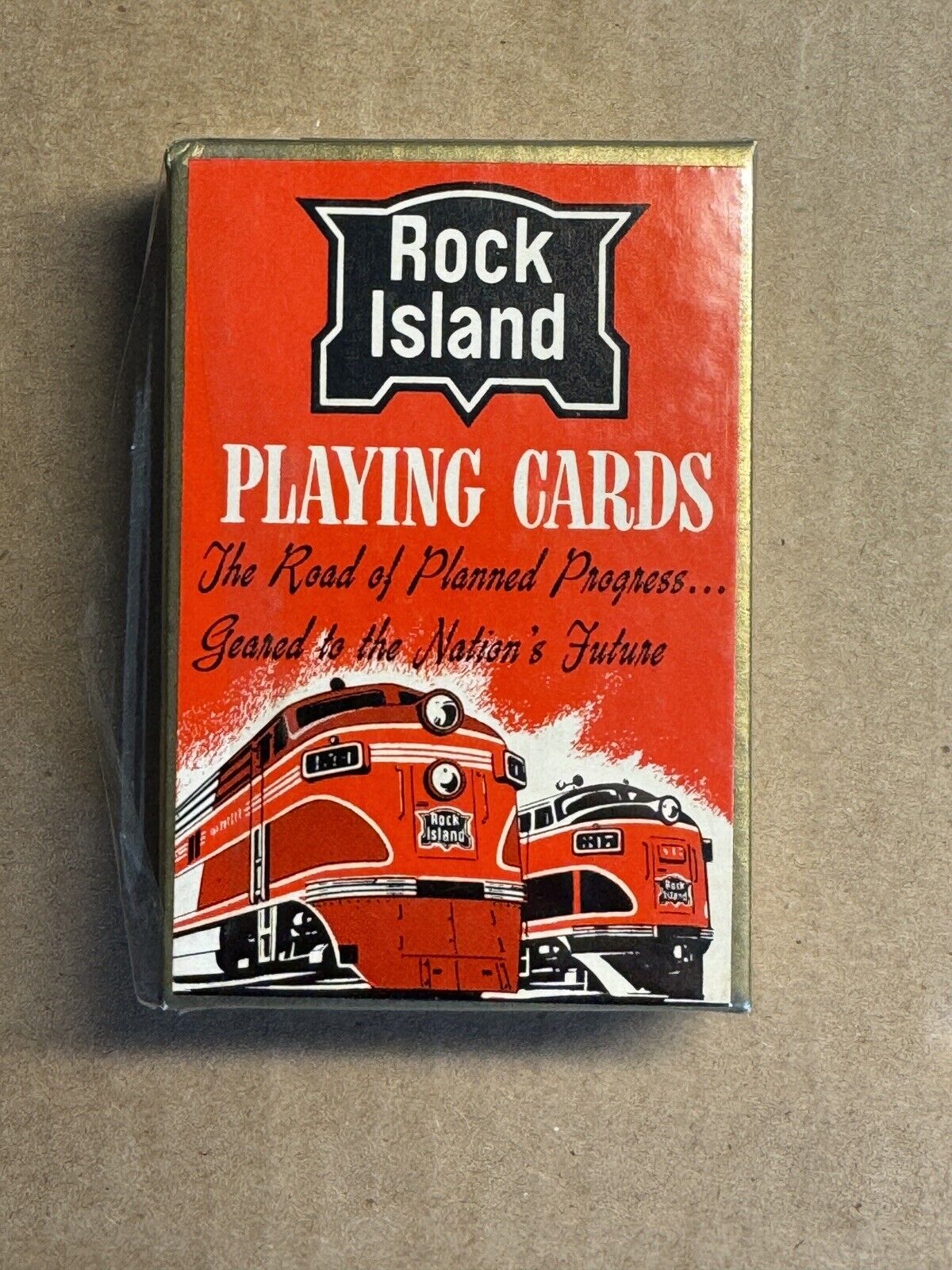 RARE Sealed In Box Vtg/Antique Chicago Rock Island Railroad Playing Cards Trains