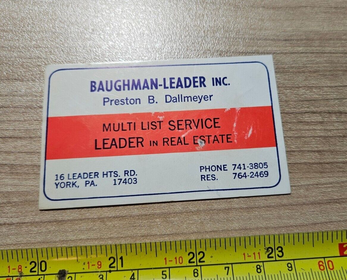 Vintage Baughman-Leader Preston B. Dallmeyer York PA Advertising Business Card