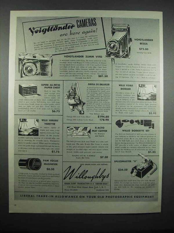 1947 Willoughby's Ad - Voigtlander Vito & Bessa Camera