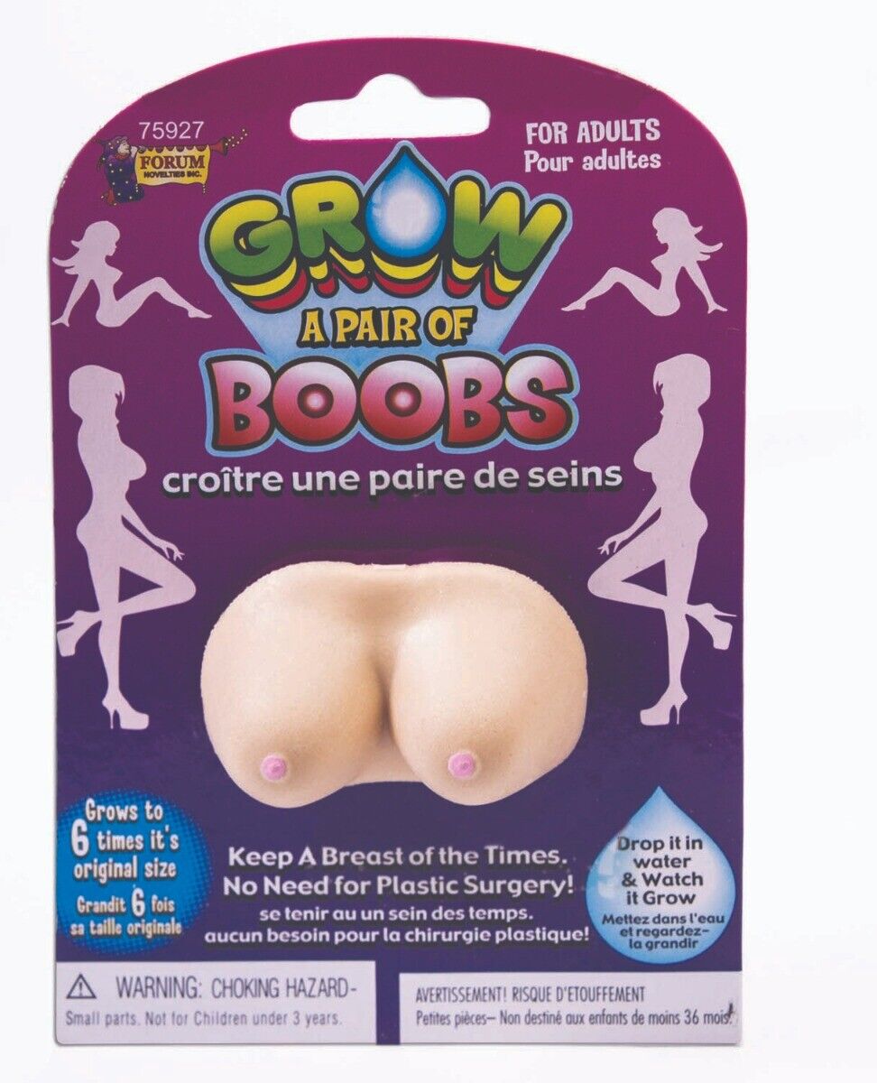 Grow a pair of BOOBS Just use water Funny Boobie Gag Prank Novelty Joke Gift