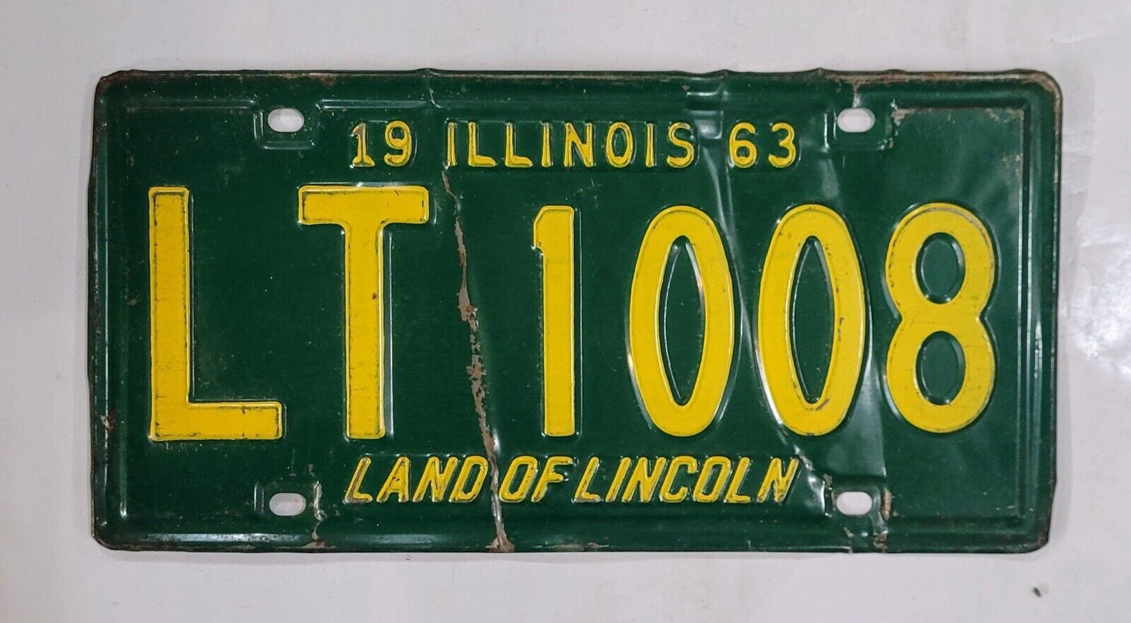 1963 Vintage ILLINOIS License Plate ~ LT 1008  ~ 🔥  🔥