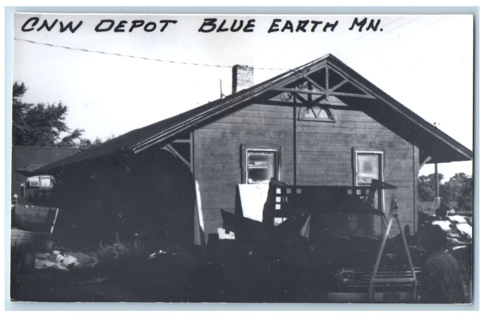 Blue Earth Minnesota MN Postcard CNW Depot c1960's Vintage RPPC Photo