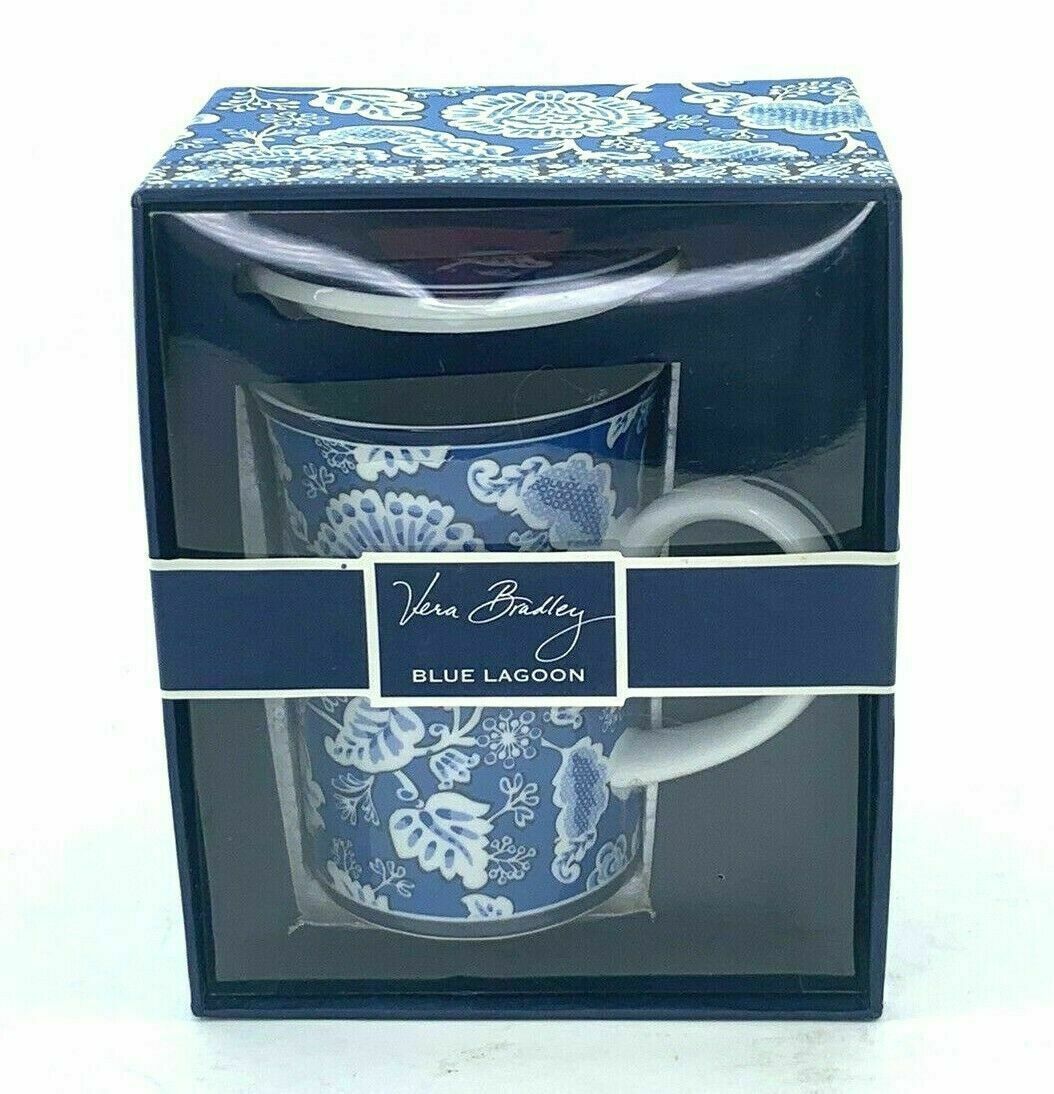 NIB Vera Bradley “Blue Lagoon” porcelain Mug with lid