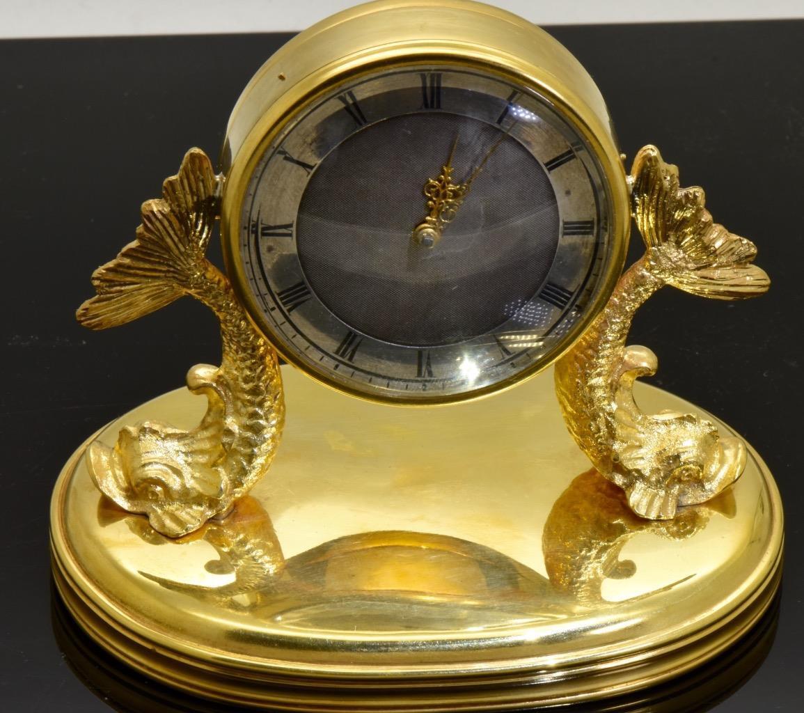 Antique French Desk Clock Verge Fusee Gilt Silver c1800's  WORKING ORDER RARE