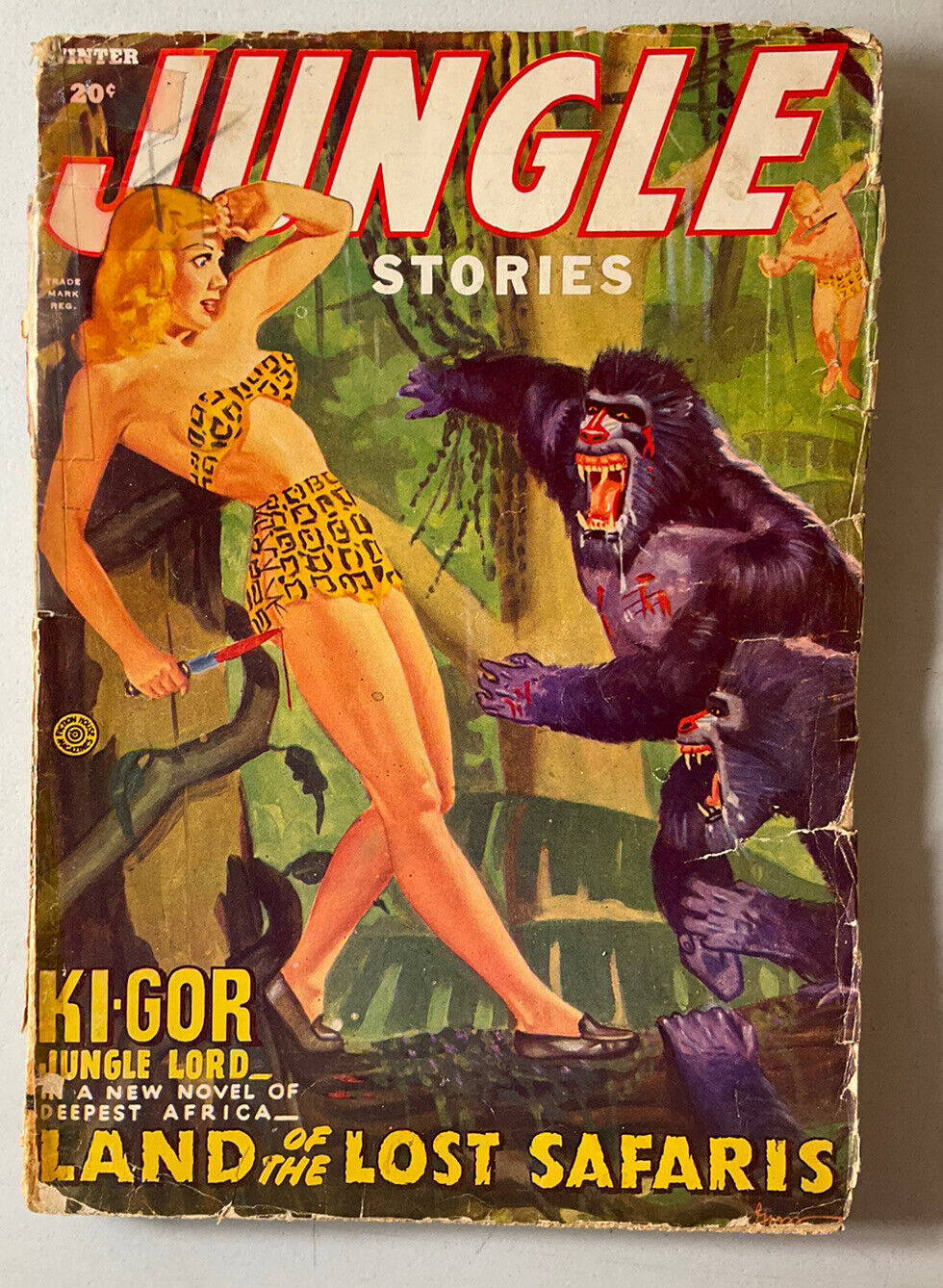 Jungle Stories Vol. 3 #1, Winter 1944  Ape Attack Cover KI-GOR Story