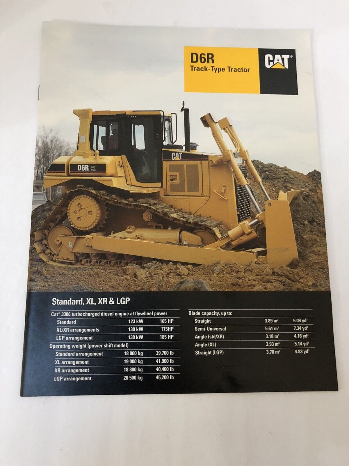 1996 Caterpillar D6R Track-Type Tractor Advertising Sales Brochure Specs