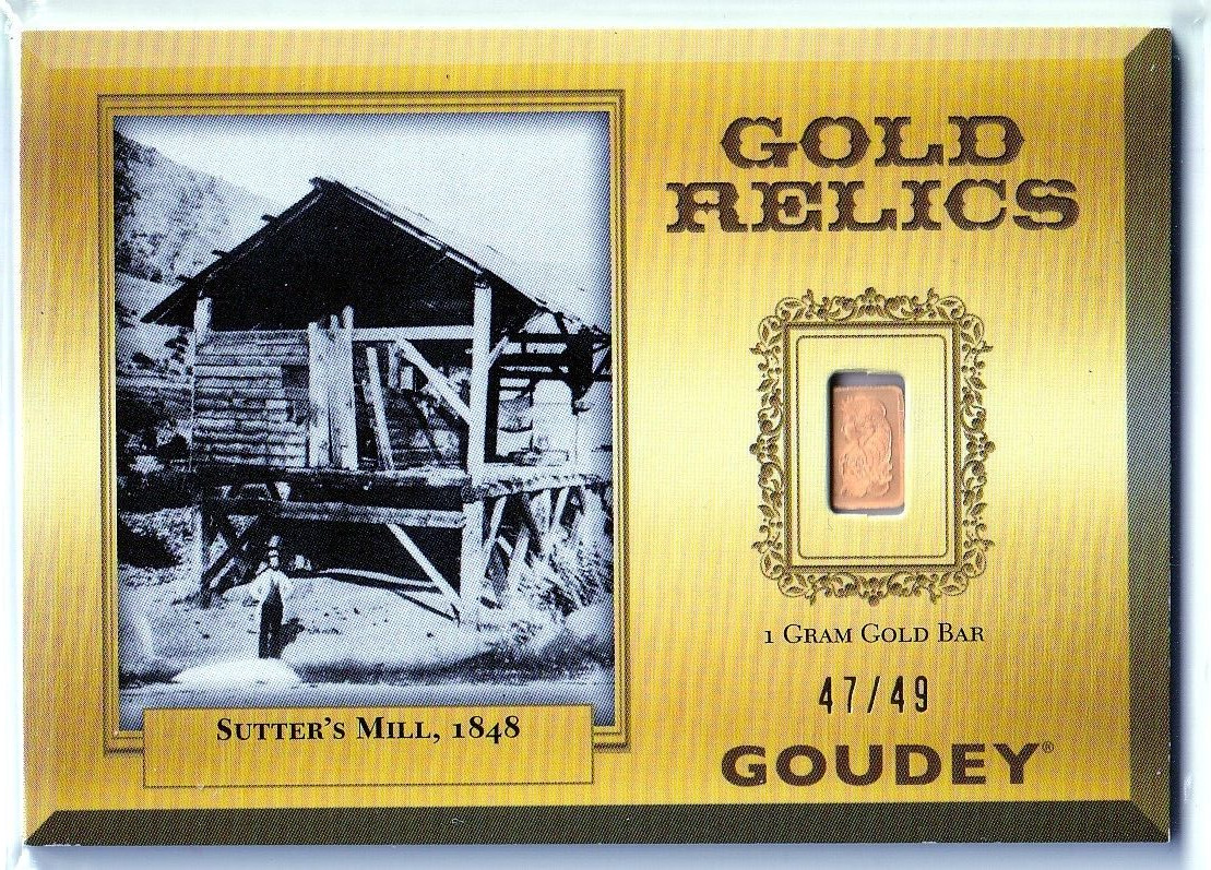 2022 Goudey Wild West Weekly 1 GRAM GOLD RELIC ACHIEVEMENT Sutter's Mill 47/49