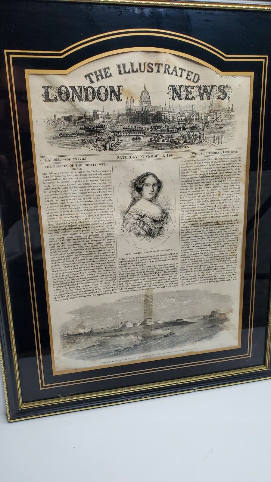 The Illustrated London Newpaper Nov, 3 1860 Framed With Authentication