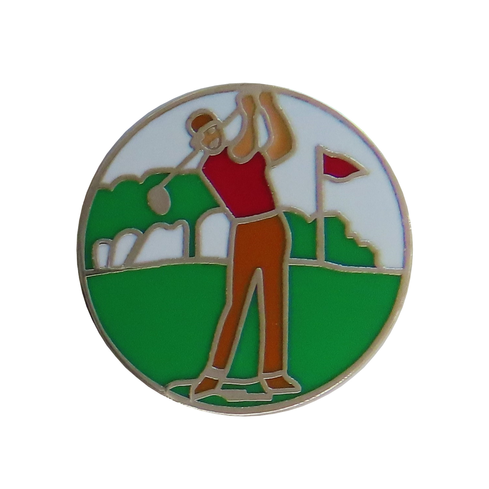 Golf Player Tee Shot Pin Badge