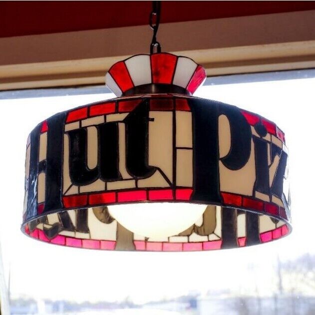 Pizza Hut Lamp Full Size Tiffany Style Ceiling Light with Chain - NEW IN BOX