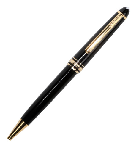 Luxury 163 Resin Series Bright Black+Gold Clip 0.7mm nib Ballpoint Pen