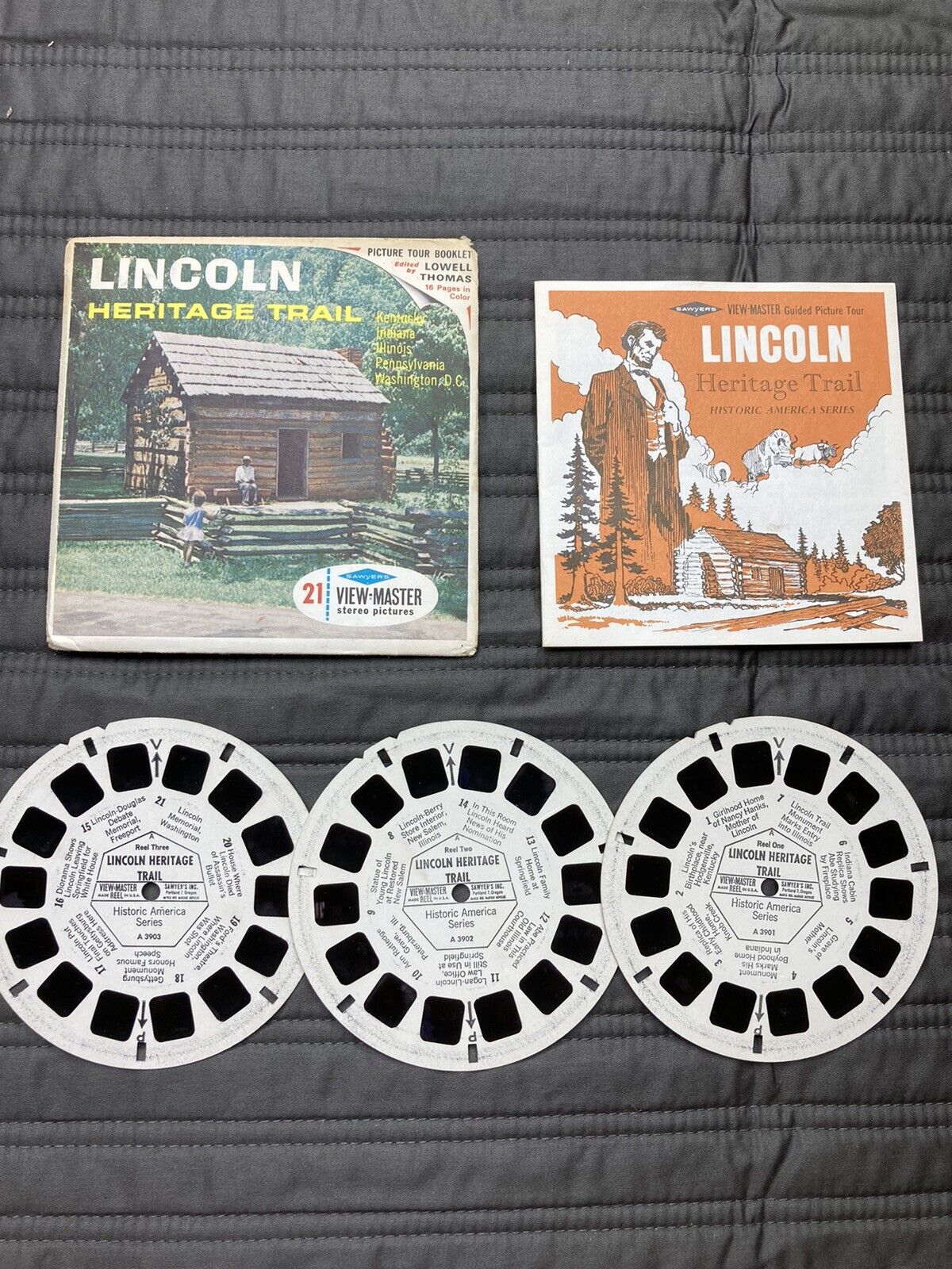 Vintage View-Master 3-Reel Set Lincoln Heritage Trail Complete EUC A767