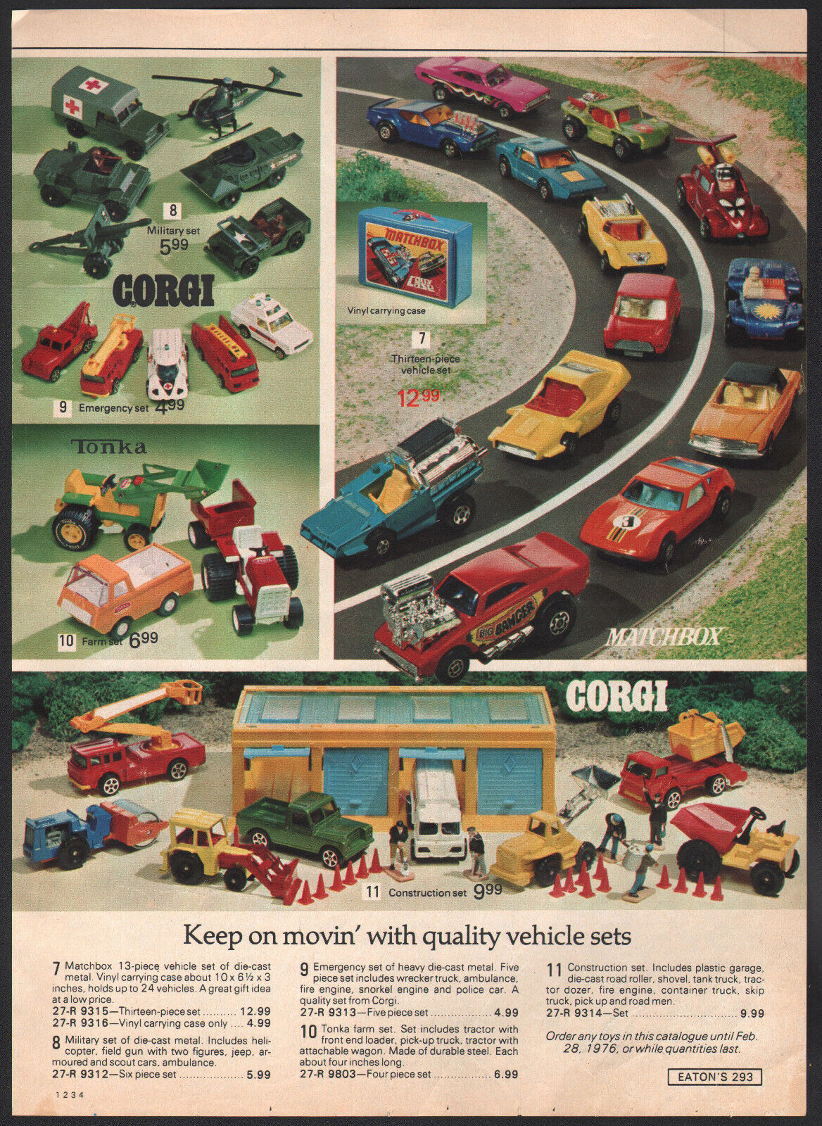 1975 Canadian Eaton’s toy print ad Corgi Tonka Matchbox Buddy L