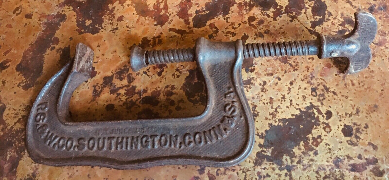Vintage P.S. & W.CO. Southington Conn USA Steel 4 Screw C Clamp Pat