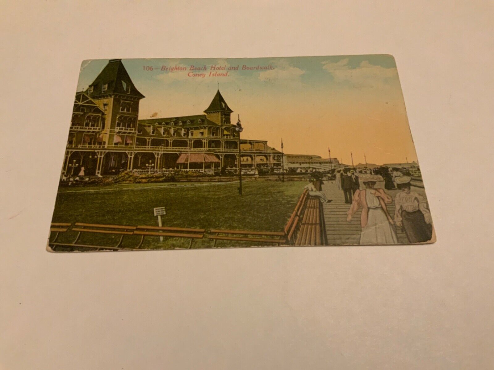 Coney Island, NY. ~ Brighton Beach Hotel and Boardwalk - 1912 Antique Postcard