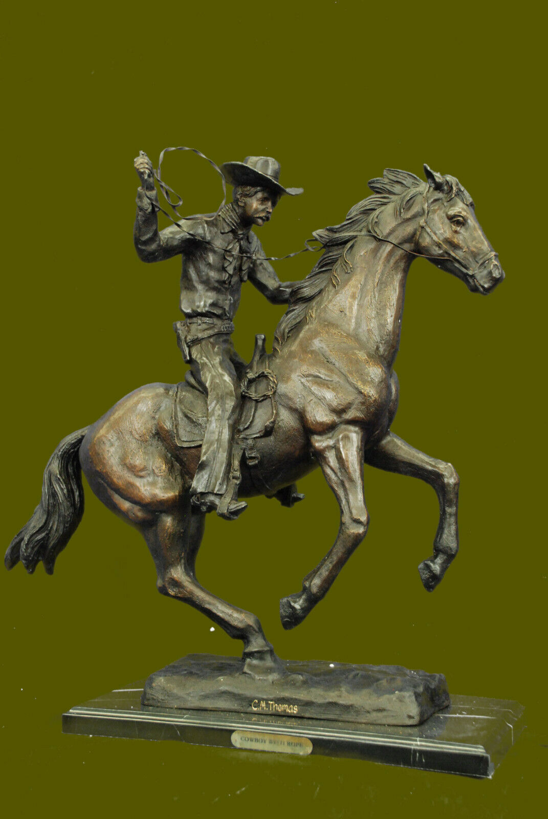 Vintage Frederic REMINGTON Bronze OUTLAW COWBOY WESTERN STATUE FIGURINE ART