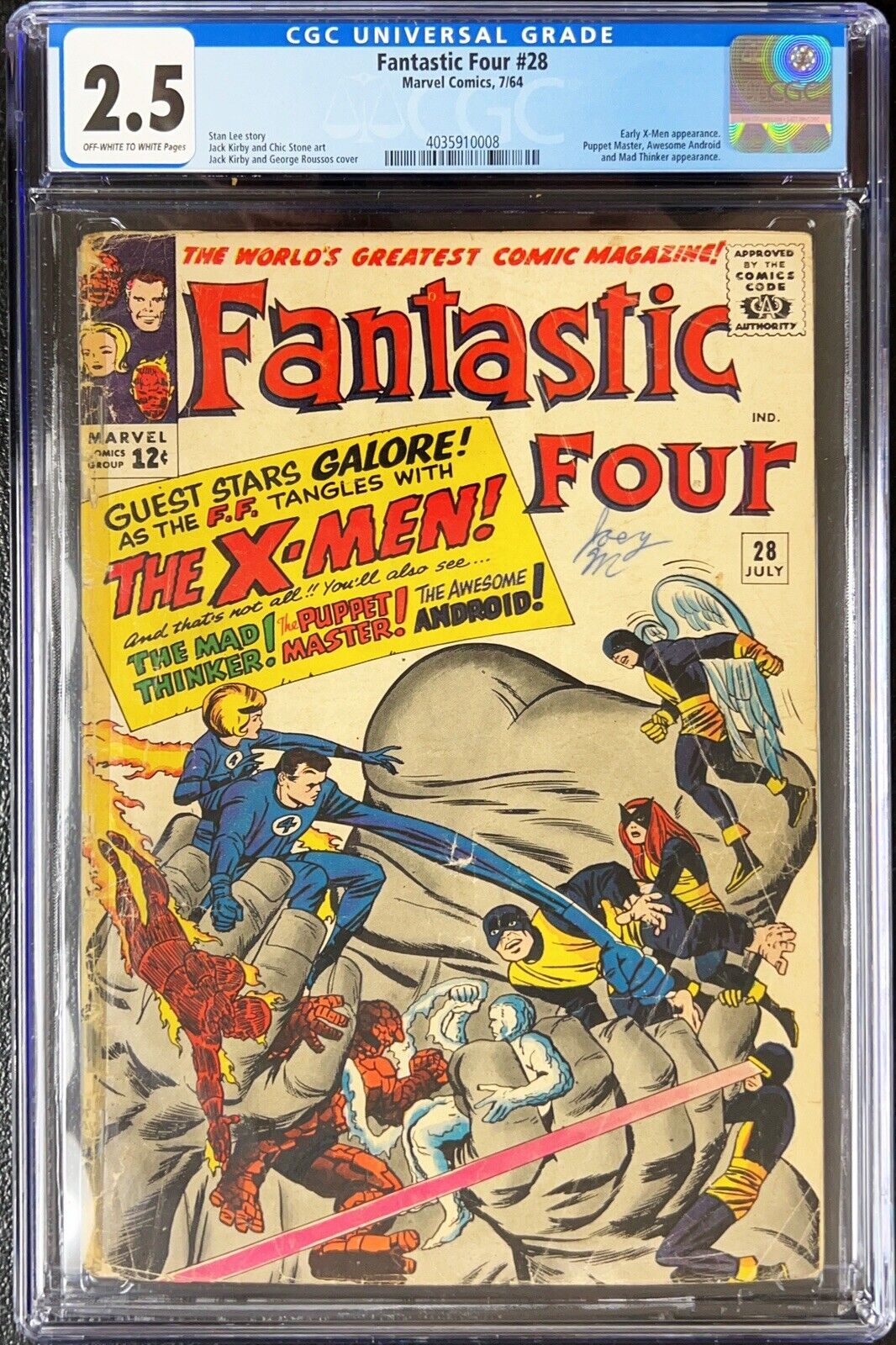 FANTASTIC FOUR #28 CGC 2.5 EARLY X-MEN PUPPET MASTER JACK KIRBY GEORGE ROUSSOS