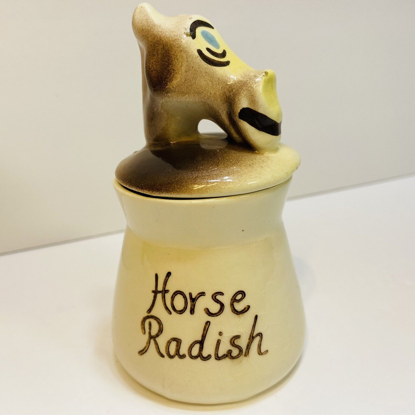 DeForest Pixieware Horse Radish Condiment Jar Rare Vintage 50\'s  EUC See Photos
