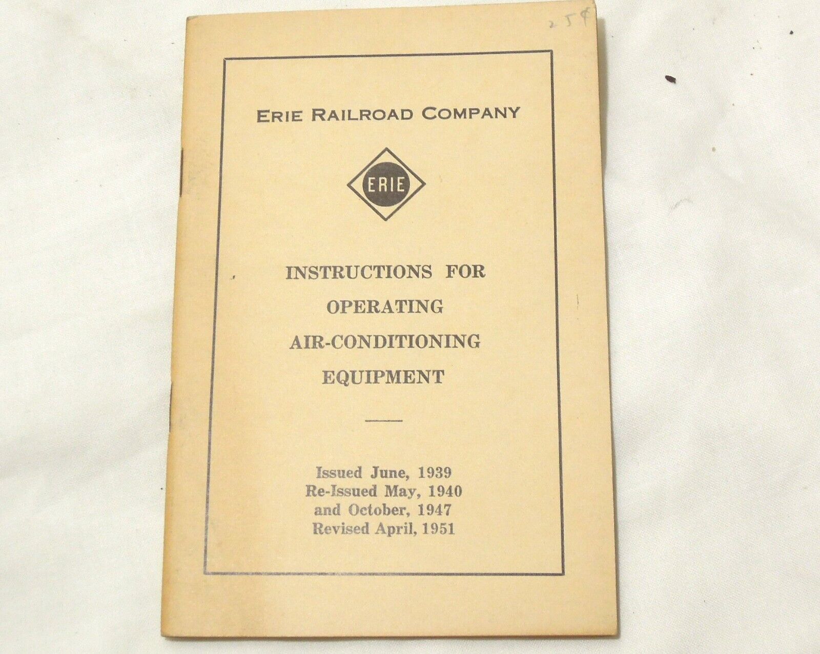 Erie Railroad Company 1951 Instructions for operating air conditioning equipment