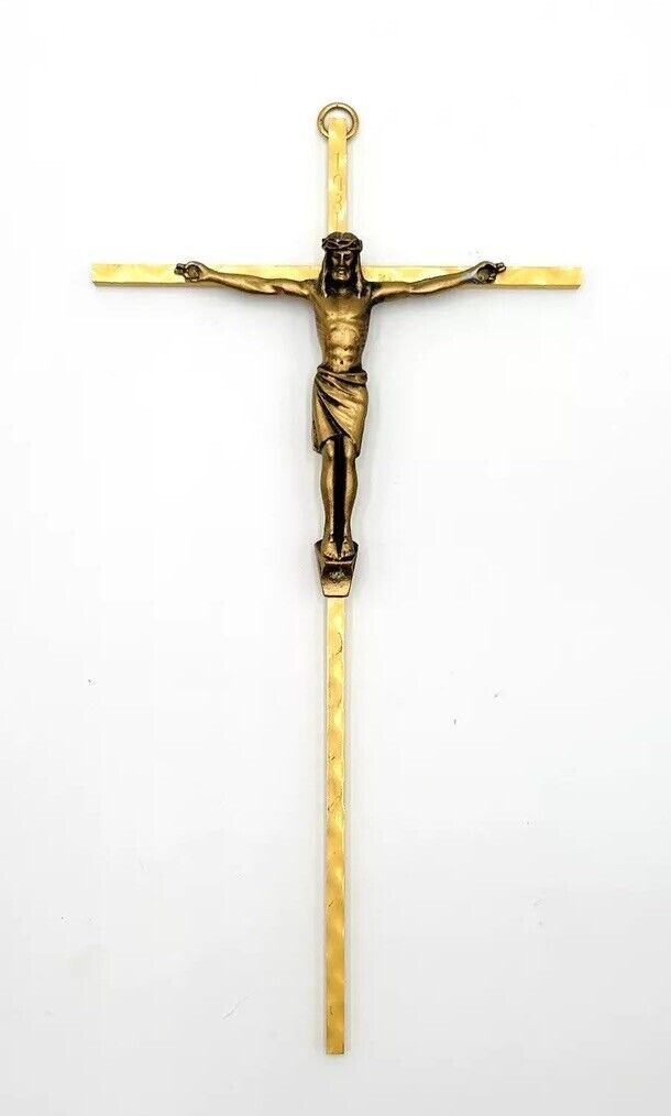 Catholic Crucifix Heavy Metal & Gold Tone & Brass Tone 10”