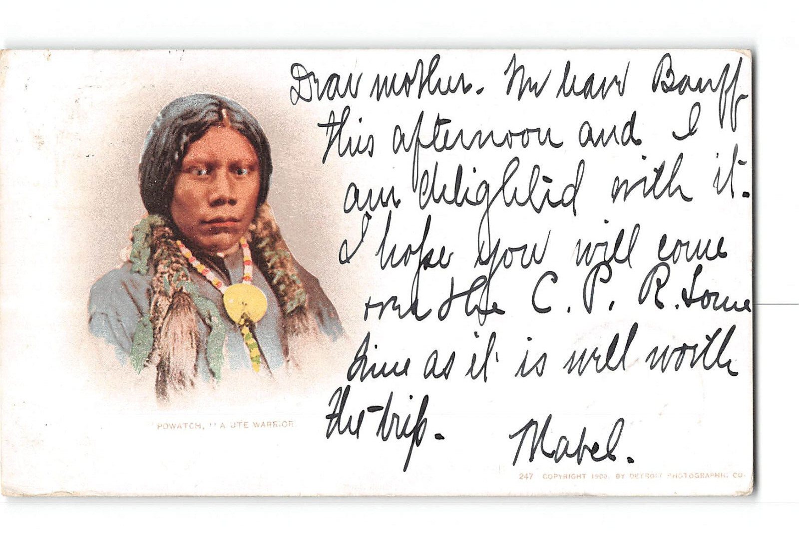 Powatch Ute Native American Warrior Private Postcard 1898-1901 Native Americana