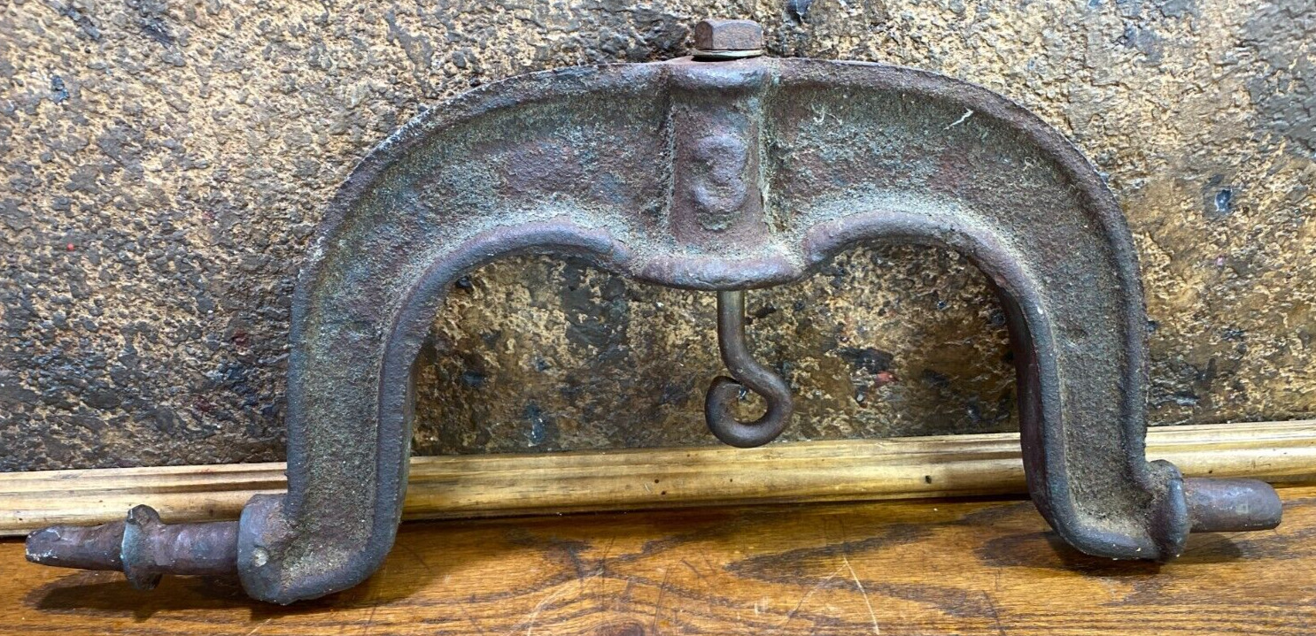 Vintage 1886 Cast Iron Cast Iron Church School Bell #3 YOKE / HANGER