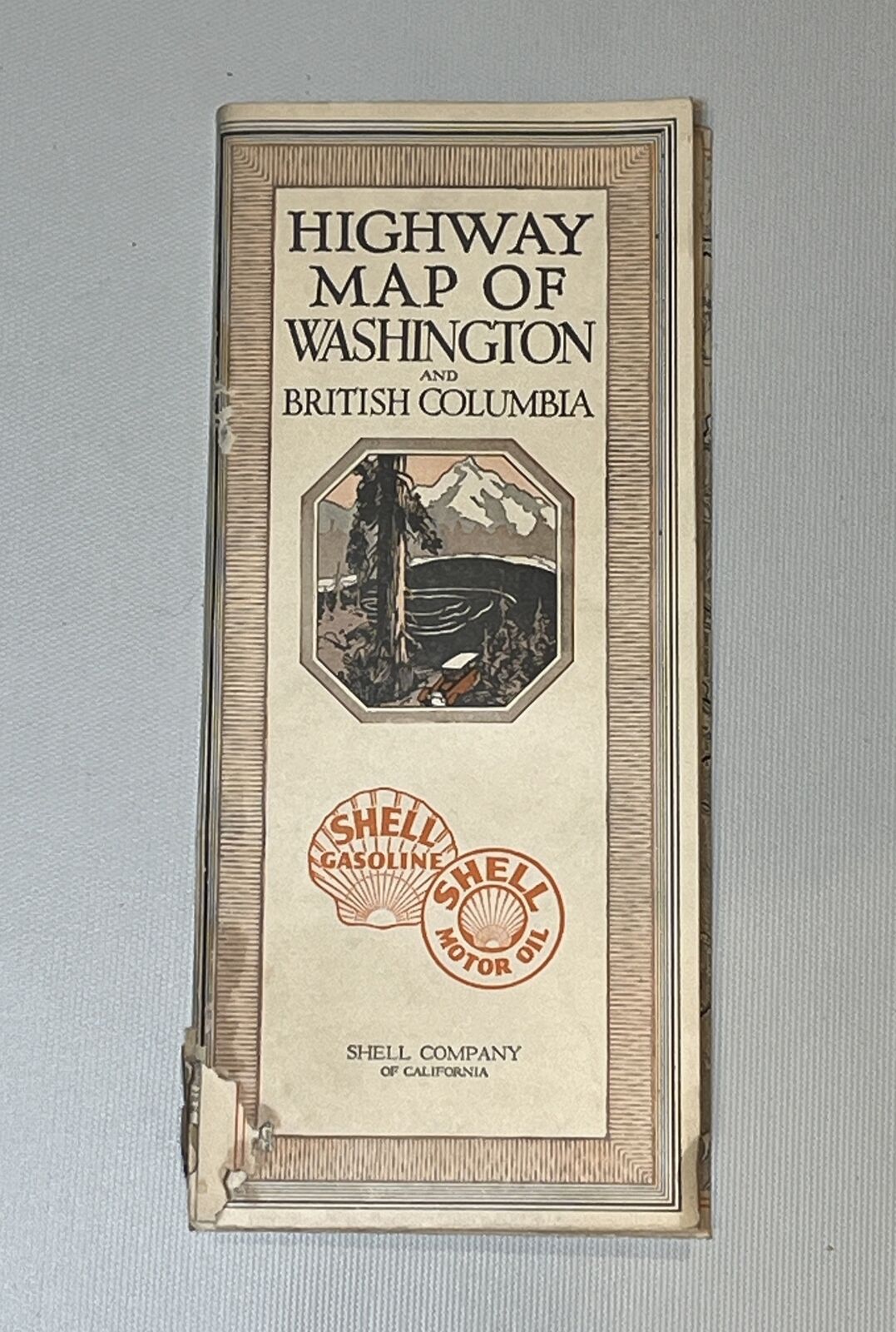 Vintage 1920's Highway Map of Washington & British Columbia  Shell Gas Co (READ)