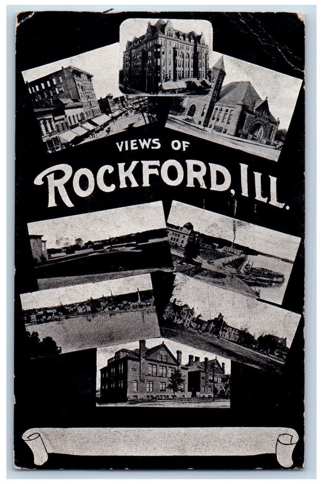 Rockford Illinois IL Postcard Views Buildings Multiview 1906 Posted Antique
