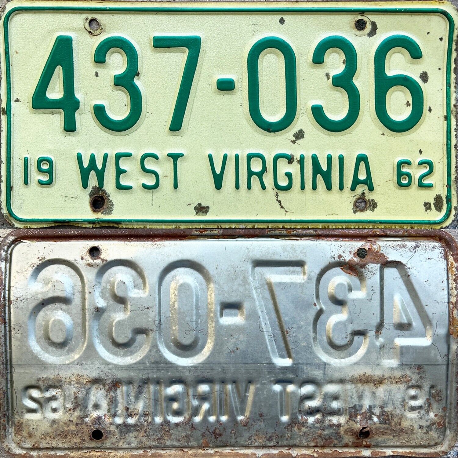 1962 West Virginia License Plate can be re-registered Unrestored Original