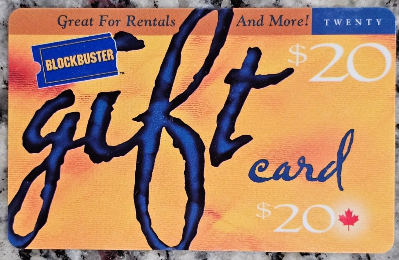 BLOCKBUSTER VIDEO GIFT CARD - ORANGE $20 VINTAGE 1998- \