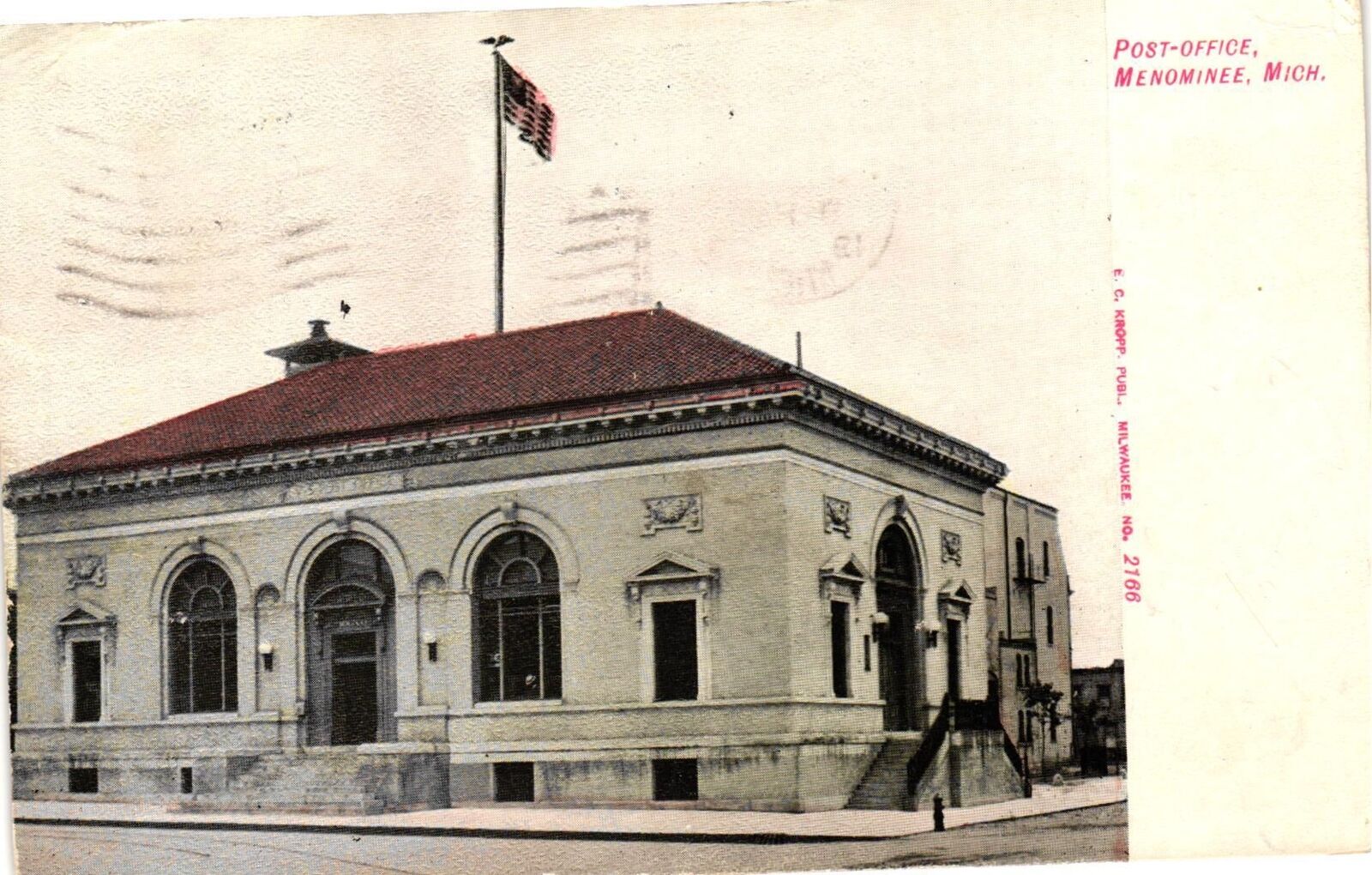 Vintage Postcard- Post-Office, Menominee, MI. Early 1900s