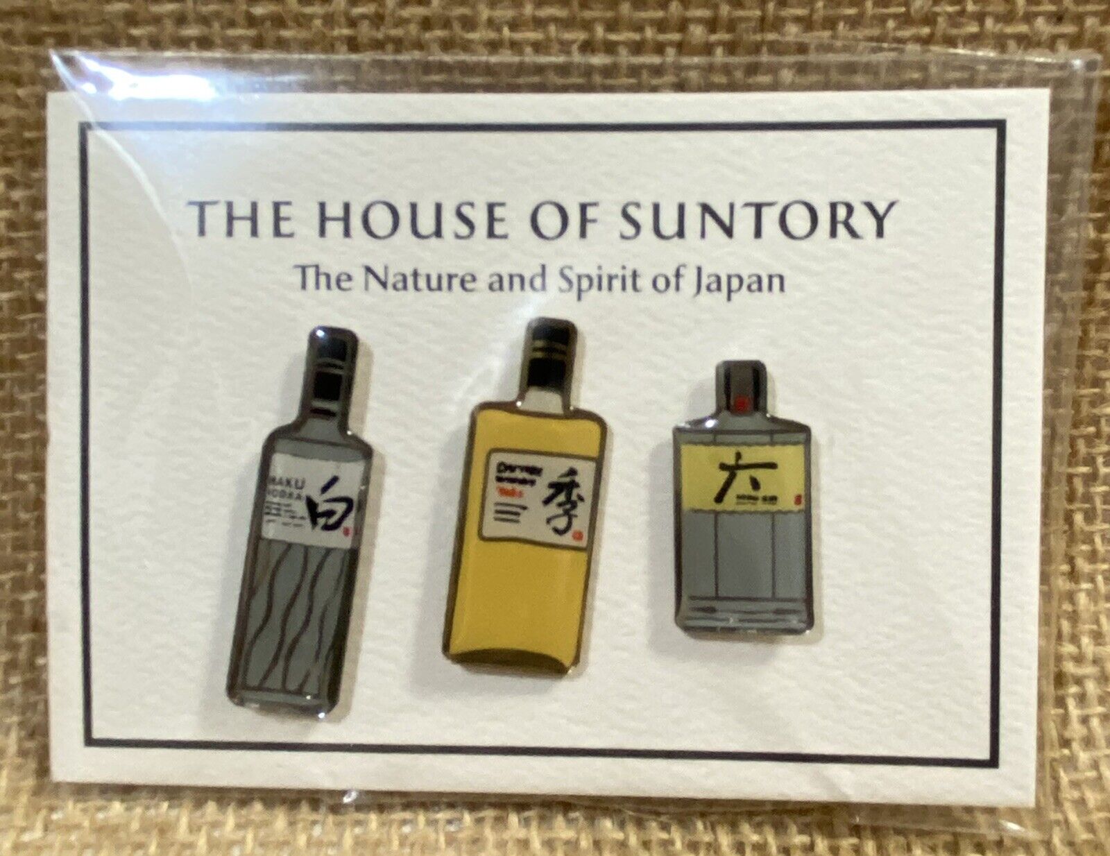 3 Suntory Whisky Japan Toki Whisky Roku Gin Haku Vodka Enamel Lapel Pins Whiskey