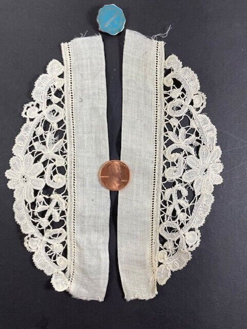 Antique handmade bobbin lace used for a child\'s cuffs or infants collar.