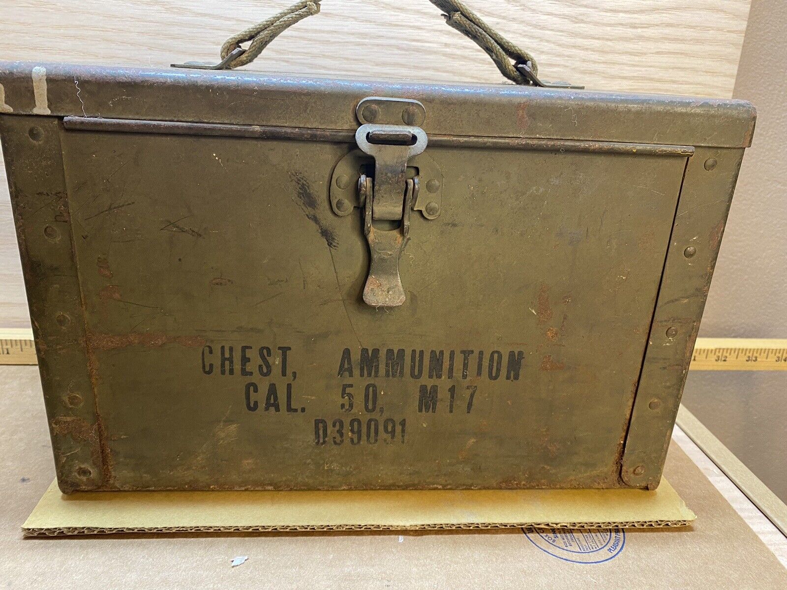 Original WW2  50 Cal. M17 D39091 Canvas Strap Ammo Can Chest US Army 