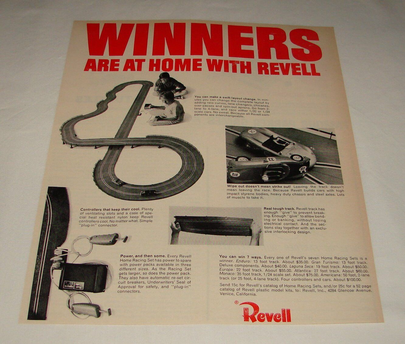 1966 REVELL slot cars ad ~ WINNERS ARE AT HOME WITH REVELL
