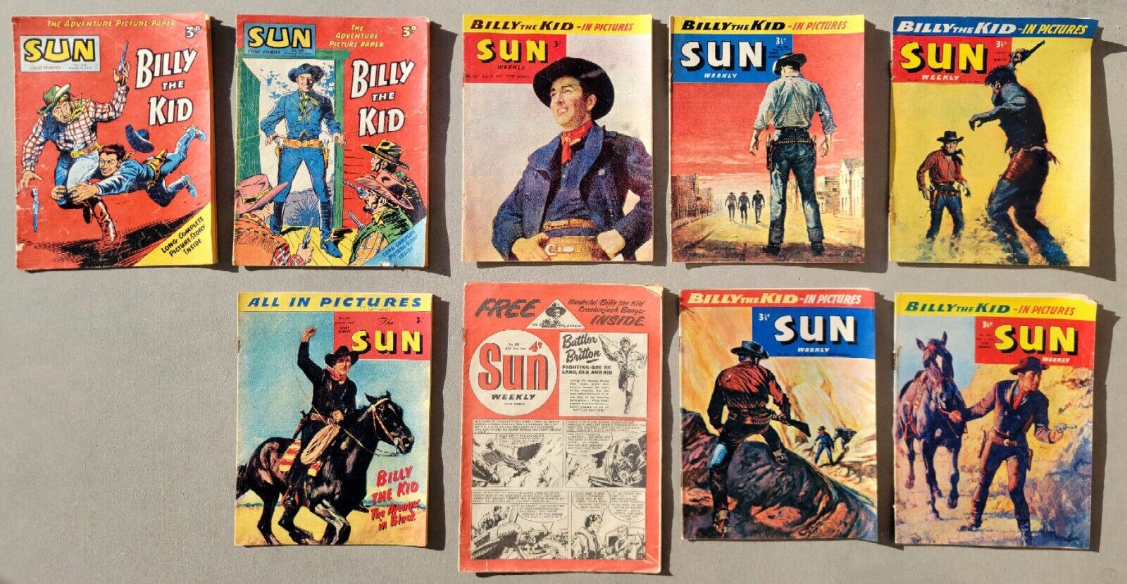 Silver Age Sun Comics Billy the Kid Western Lot 9 Issues 1950s