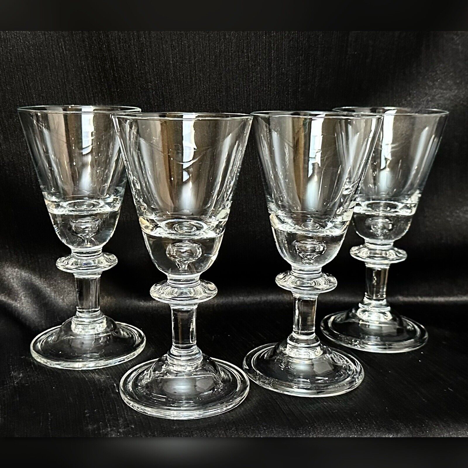 Vintage Glasses Hand Blown Tagen by Hadeland Of Norway MCM Wine Glass Set 4  *