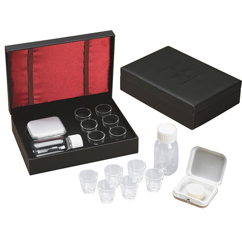 Deluxe Communion Kit Serves 6 in Travel Case For Church or Sanctuary 7 1/4 In