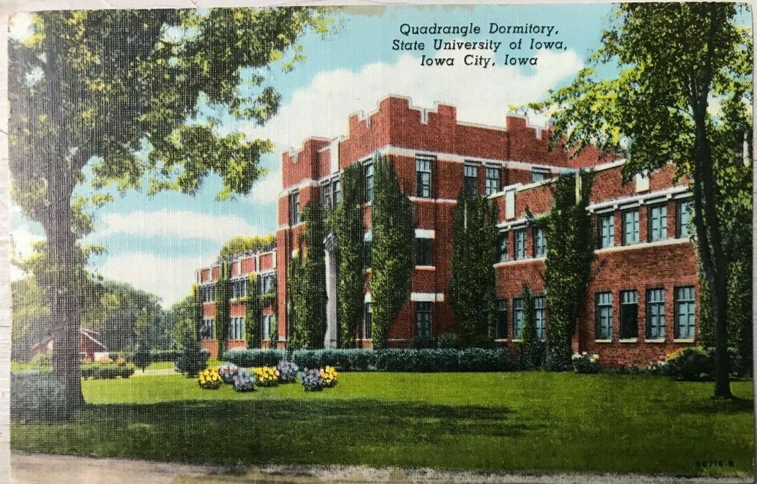 Vintage Postcard 1946 Quadrangle Dormitory State University Iowa City Iowa (IA)