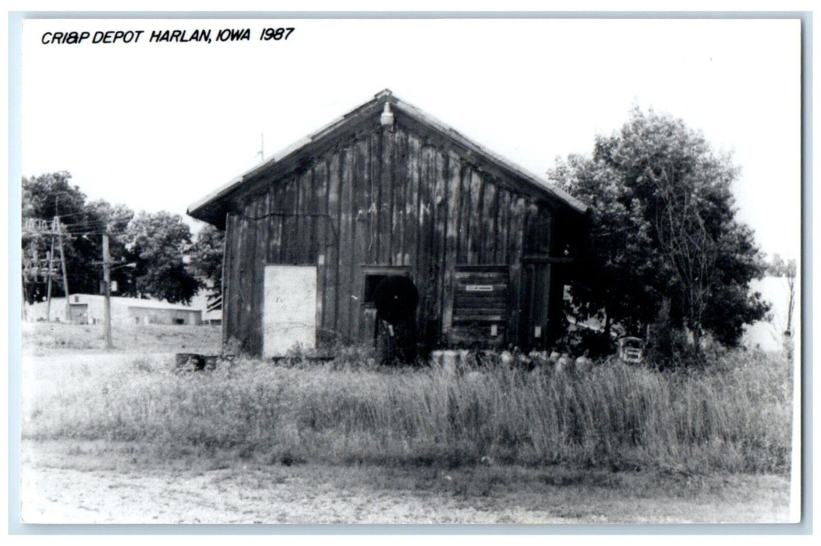 c1987 CRI&P Depot Harlan Iowa Railroad Train Depot Station RPPC Photo Postcard