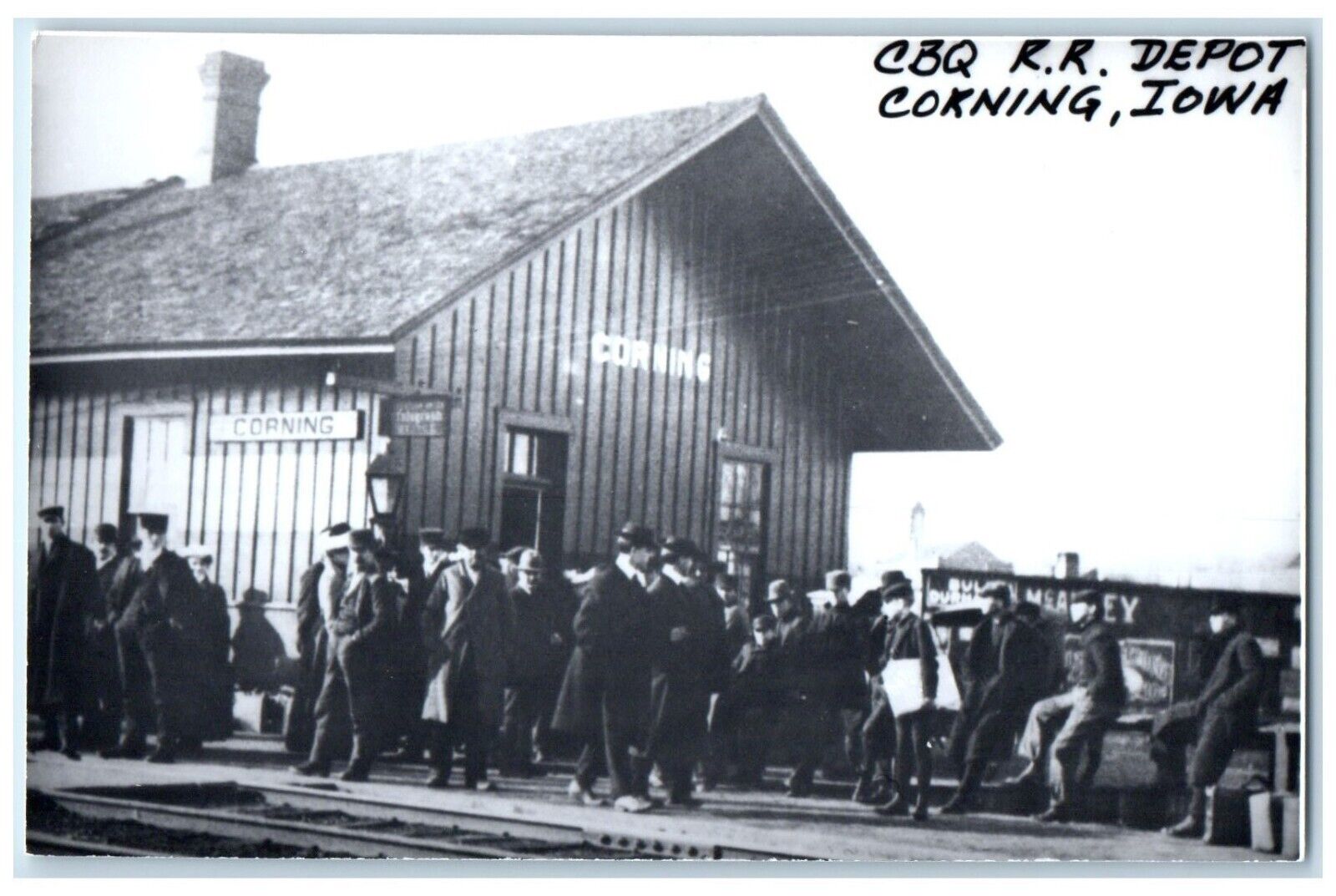 c1960 CBQ Depot Corning Iowa IA Railroad Train Depot Station RPPC Photo Postcard